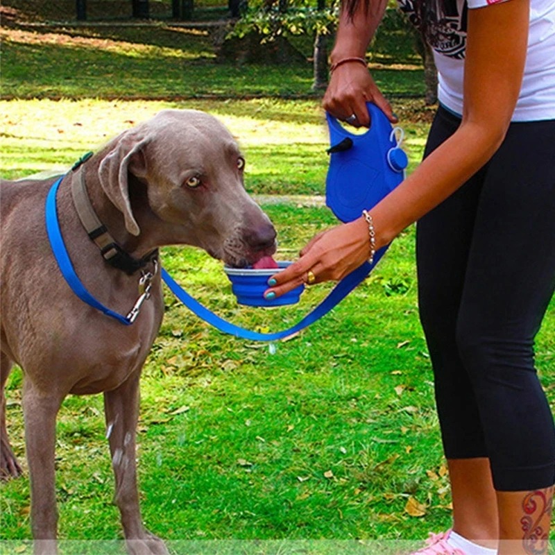 Dog Leash,Multifunction Pet Dog Leash ,Walking Leash with Anti Slip Handle,Built-in Water Bottle Bowl Waste Bag Dispenser for Pet Outdoor Activity
