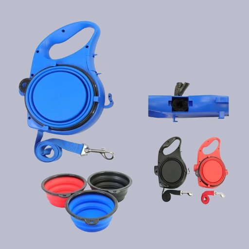 Dog Leash,Multifunction Pet Dog Leash ,Walking Leash with Anti Slip Handle,Built-in Water Bottle Bowl Waste Bag Dispenser for Pet Outdoor Activity