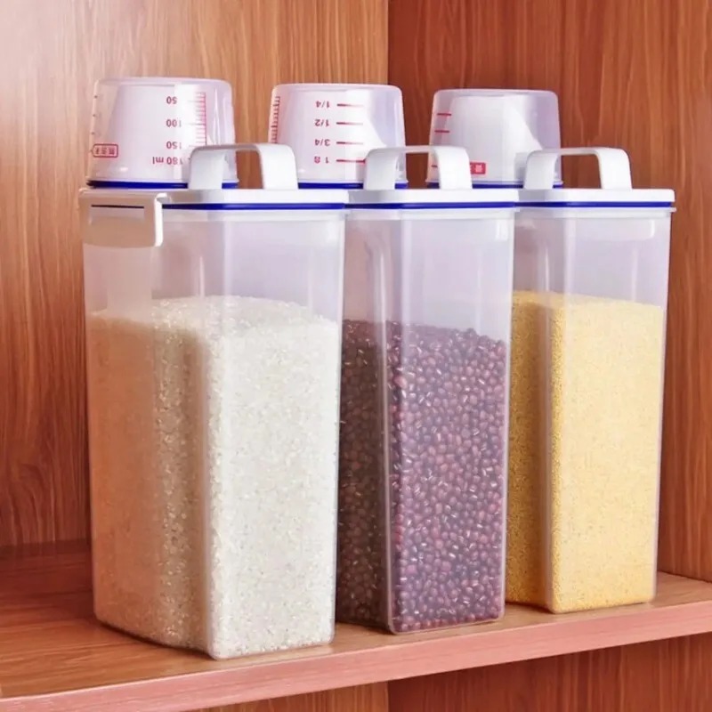 2L Rice and Grains Food Storage Canister with Measuring Cup