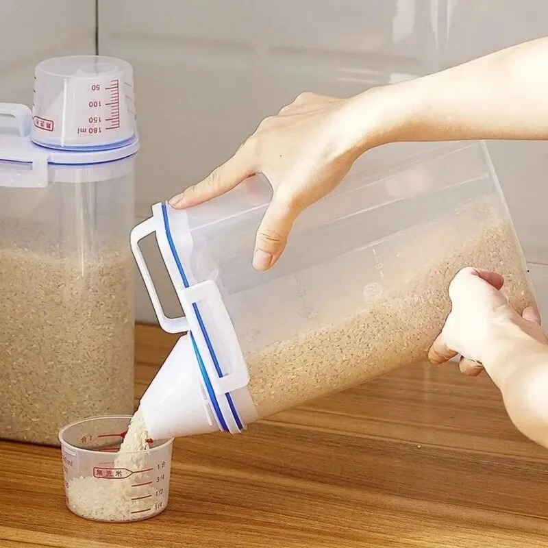 2L Rice and Grains Food Storage Canister with Measuring Cup
