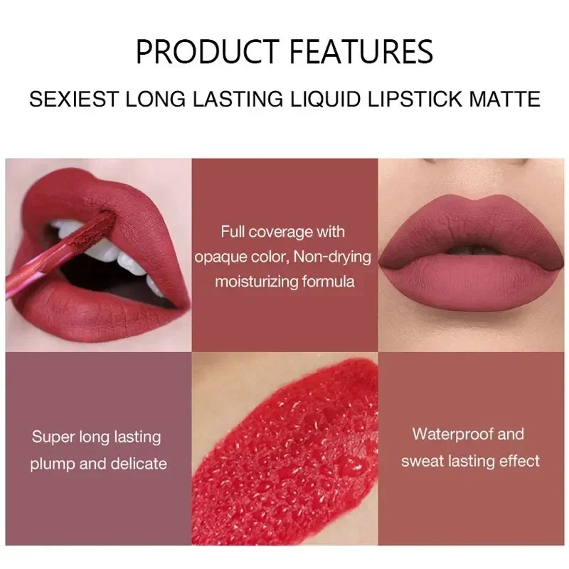 6 Colours Velvet Matte Non-Stick Lip Gloss Makeup Kit