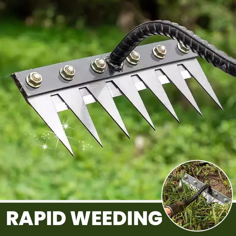  Teeth Carbon Steel Garden Hand Rake Farm Tool