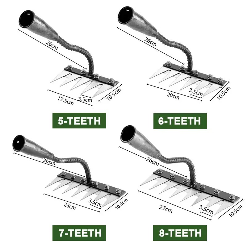  Teeth Carbon Steel Garden Hand Rake Farm Tool
