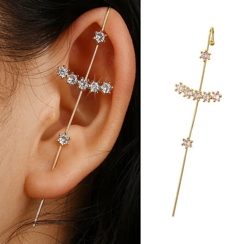 Vintage Ear Wrap Crawler Hook Earring Crystal Stud Earrings For Woman 