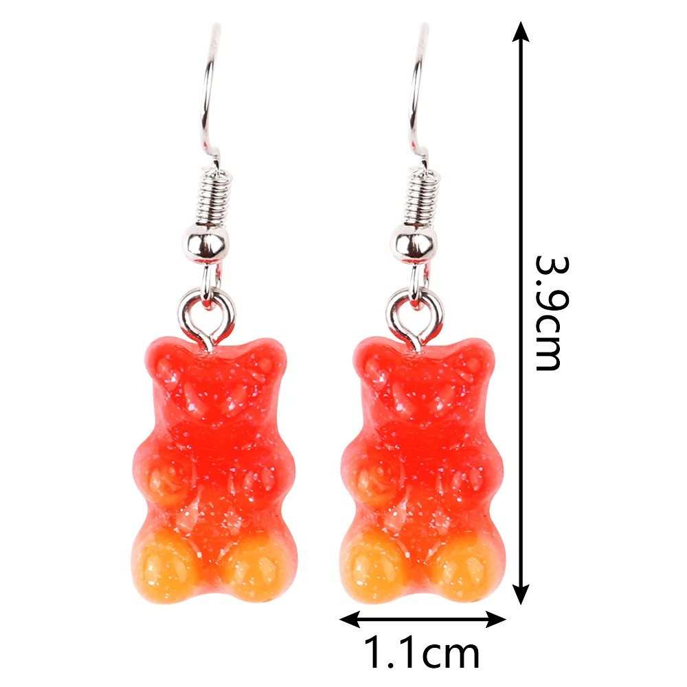 3 Pairs/Set Candy Color Acrylic Gummy Bear