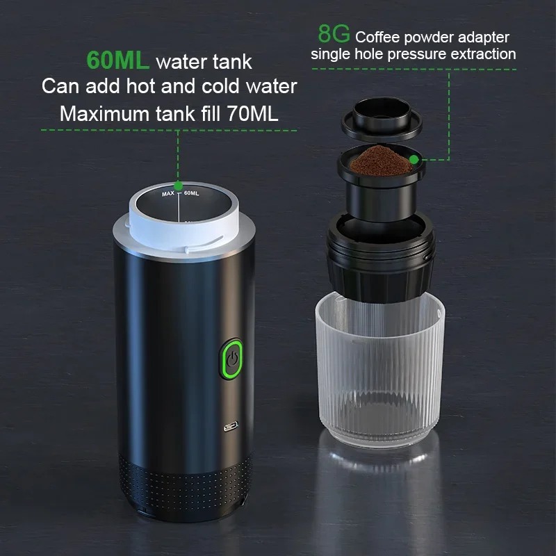 Wireless Electric Portable Espresso Coffee Machine for Car & Home Camping 