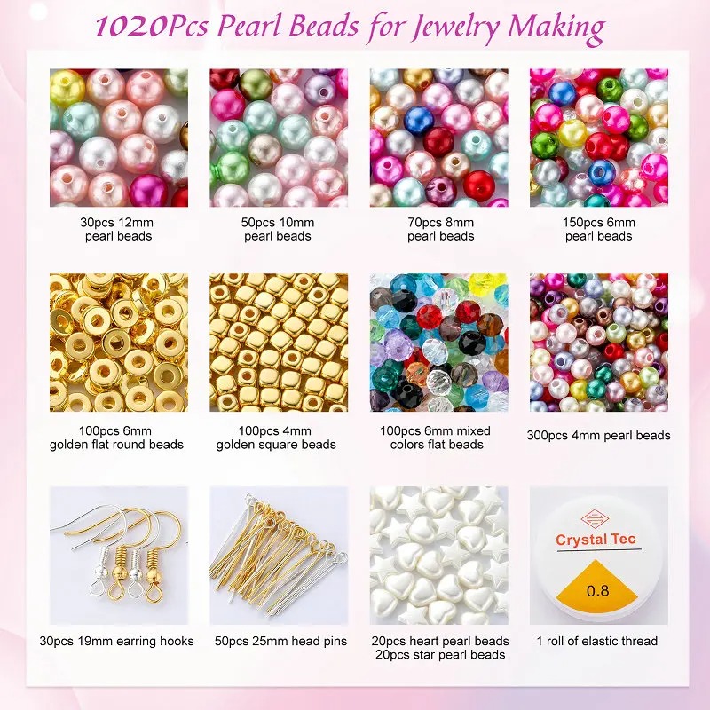 1020PCS Pearl Beads Multicolor