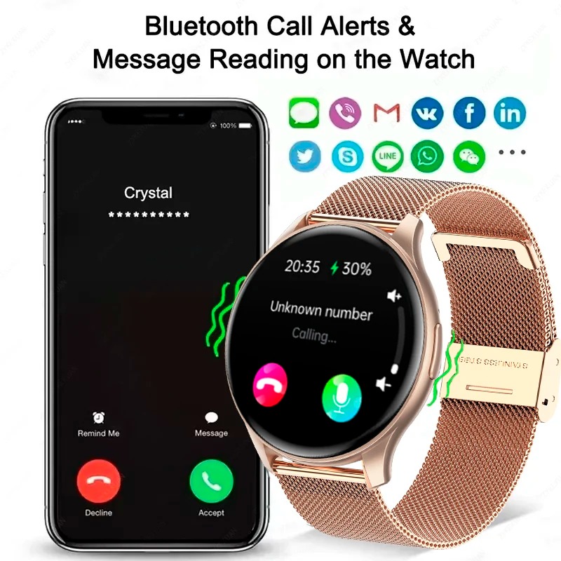 New Xiaomi Huawei 1.43 inches Bluetooth Call Smartwatch Women Men 