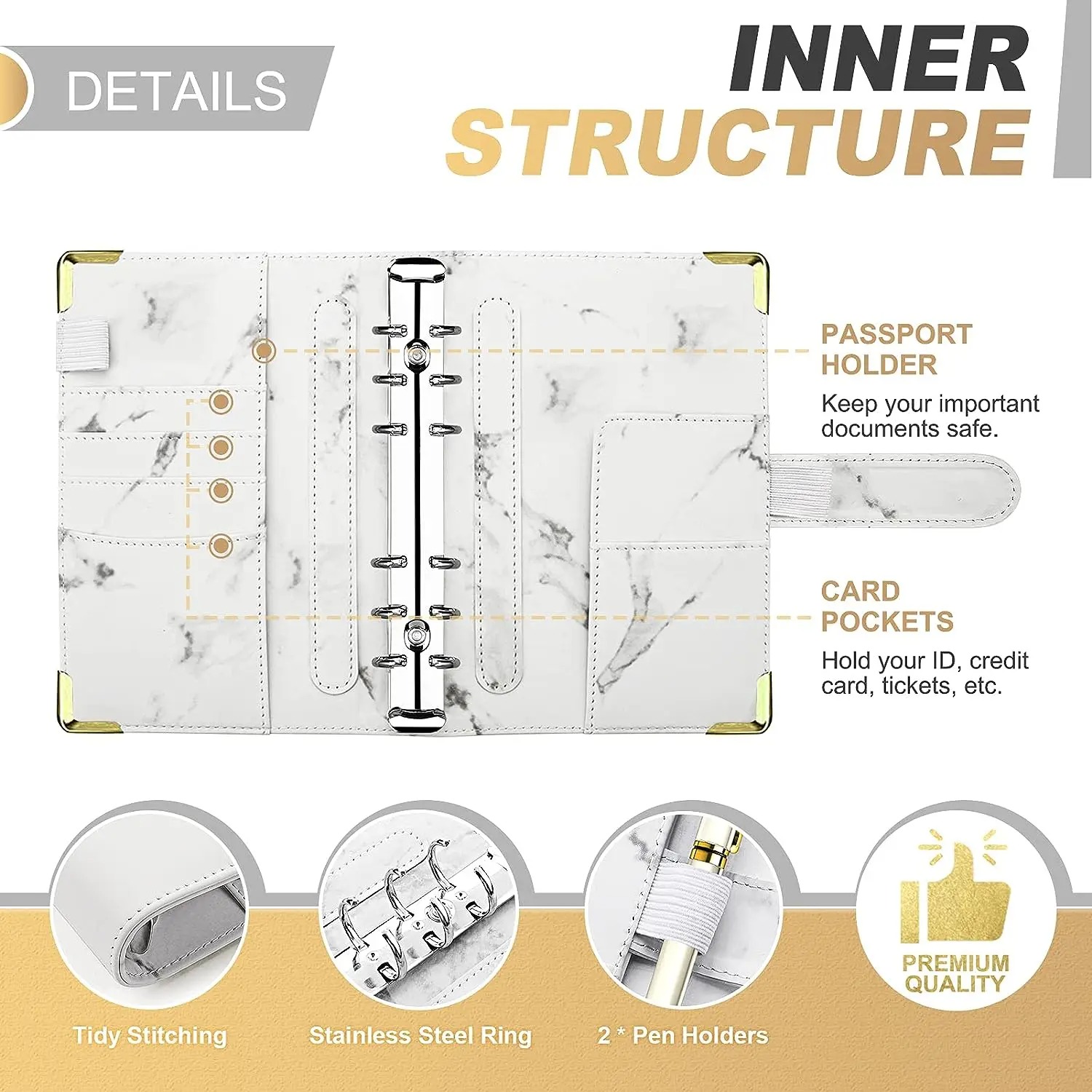 A6 Money Saving Organizer Marble Notebook 