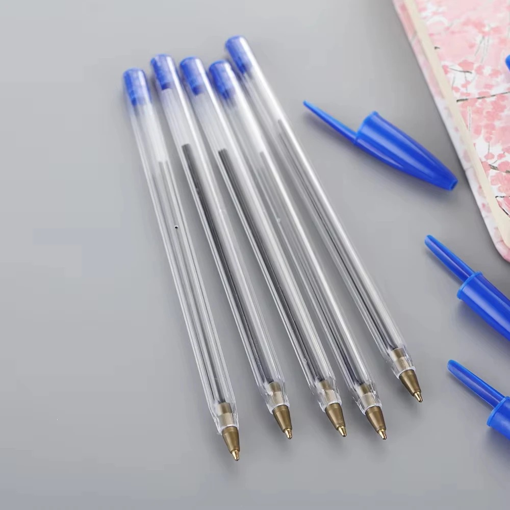 50/100Pcs Ballpoint Pens 1.0mm Blue Black Plastic Ball Point Pen