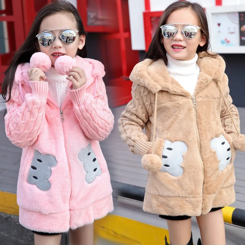 Cute Rabbit Bear Girls Jacket Winter 