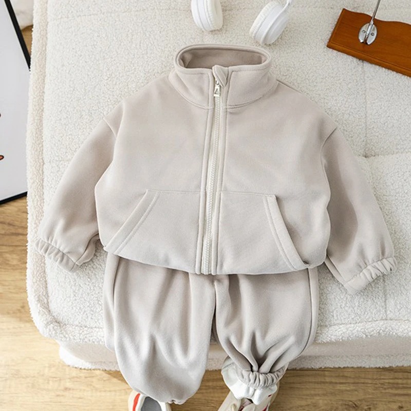 Sets Winter Fleece Casual 2 PCS Child Sets Sport Suit for Girls Boys Clothes Coat+Pants 1-6 Yrs