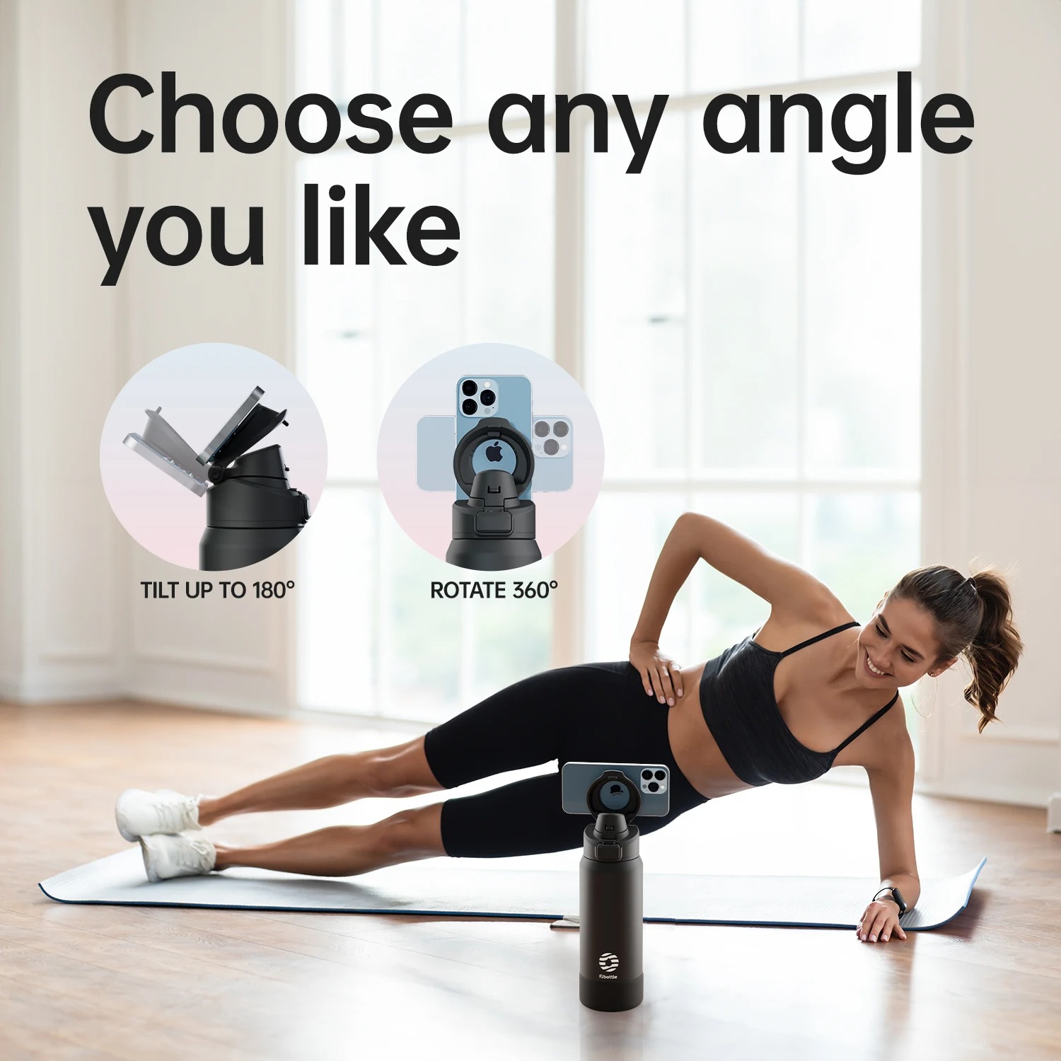  Magnetic Thermos Stainless Steel Sports Water Bottle with Magnetic Phone Holder 