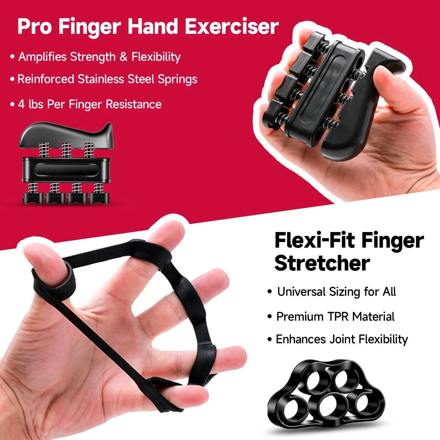 5-60Kg Adjustable Grip Strength Trainer with Finger Exerciser