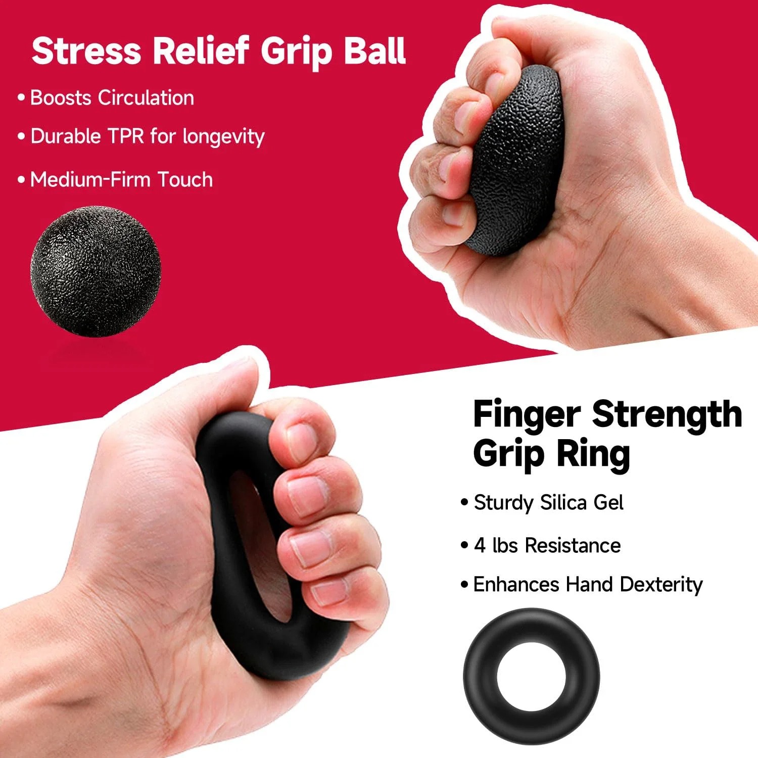 5-60Kg Adjustable Grip Strength Trainer with Finger Exerciser