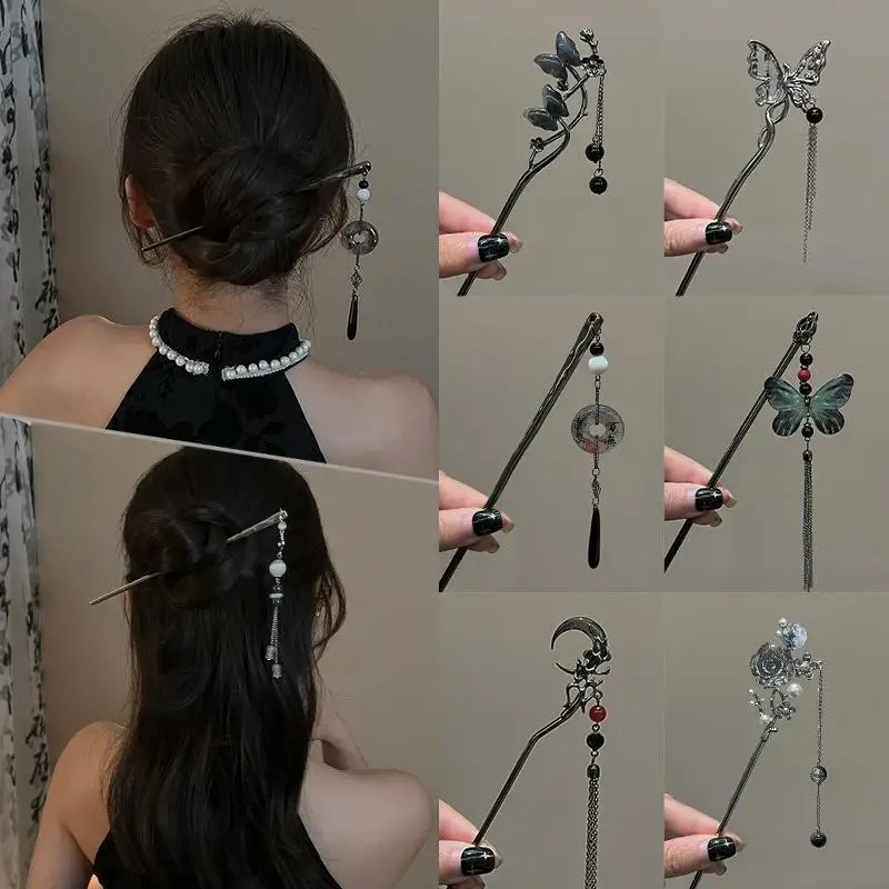 Chinese Style Butterfly Flower Tassel Hair Stick for Women