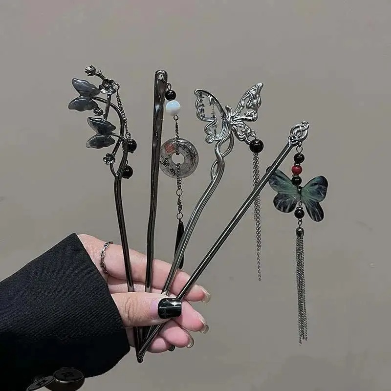 Chinese Style Butterfly Flower Tassel Hair Stick for Women