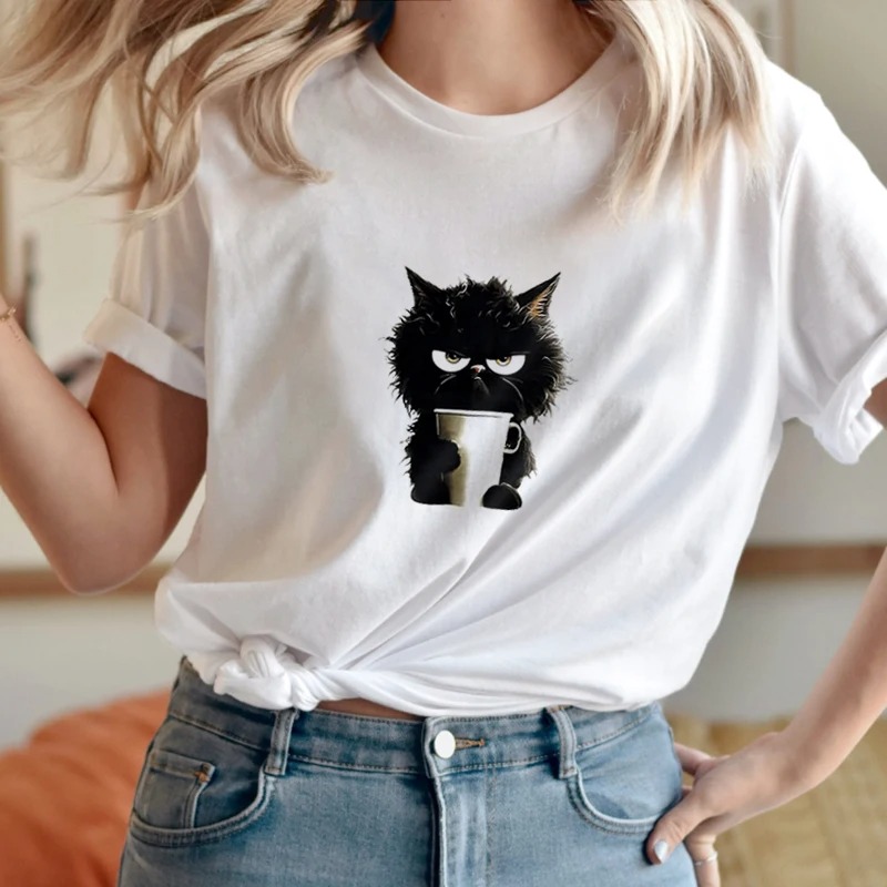  Ladies Spring/Summer New 3d Cartoon Print Cute Cat