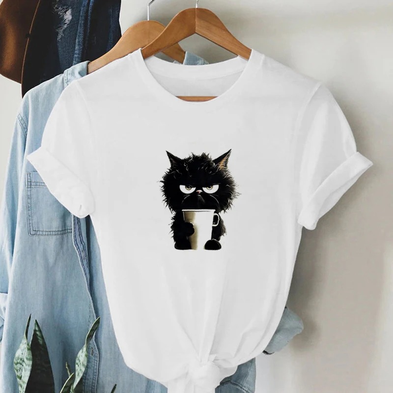  Ladies Spring/Summer New 3d Cartoon Print Cute Cat