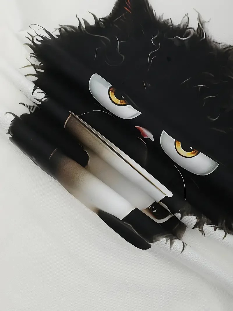  Ladies Spring/Summer New 3d Cartoon Print Cute Cat