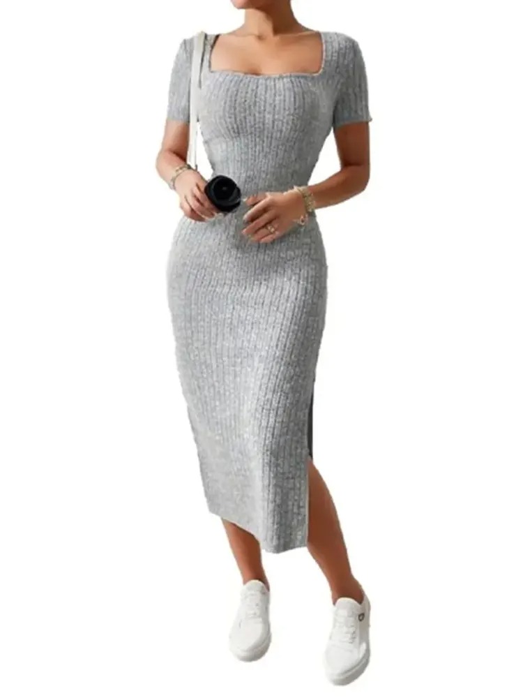 Summer Versatile Knitted Slit Dress