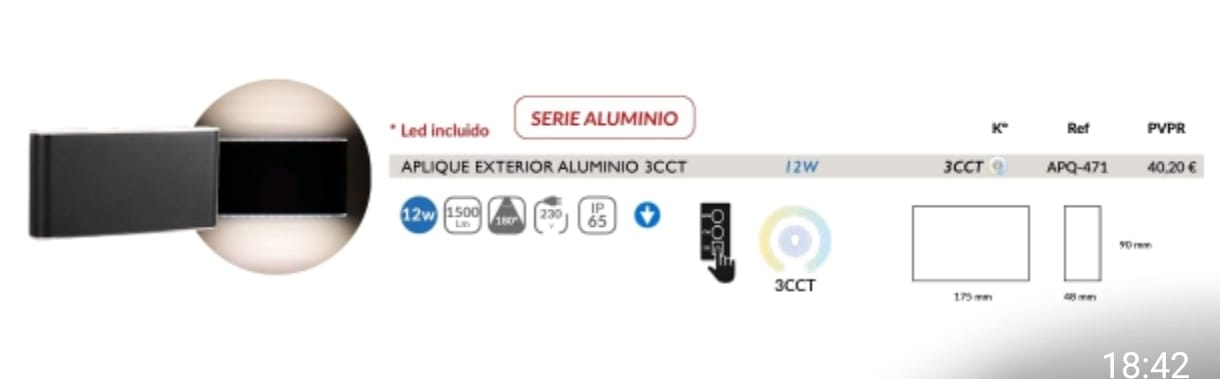 Aplique exterior negro aluminio