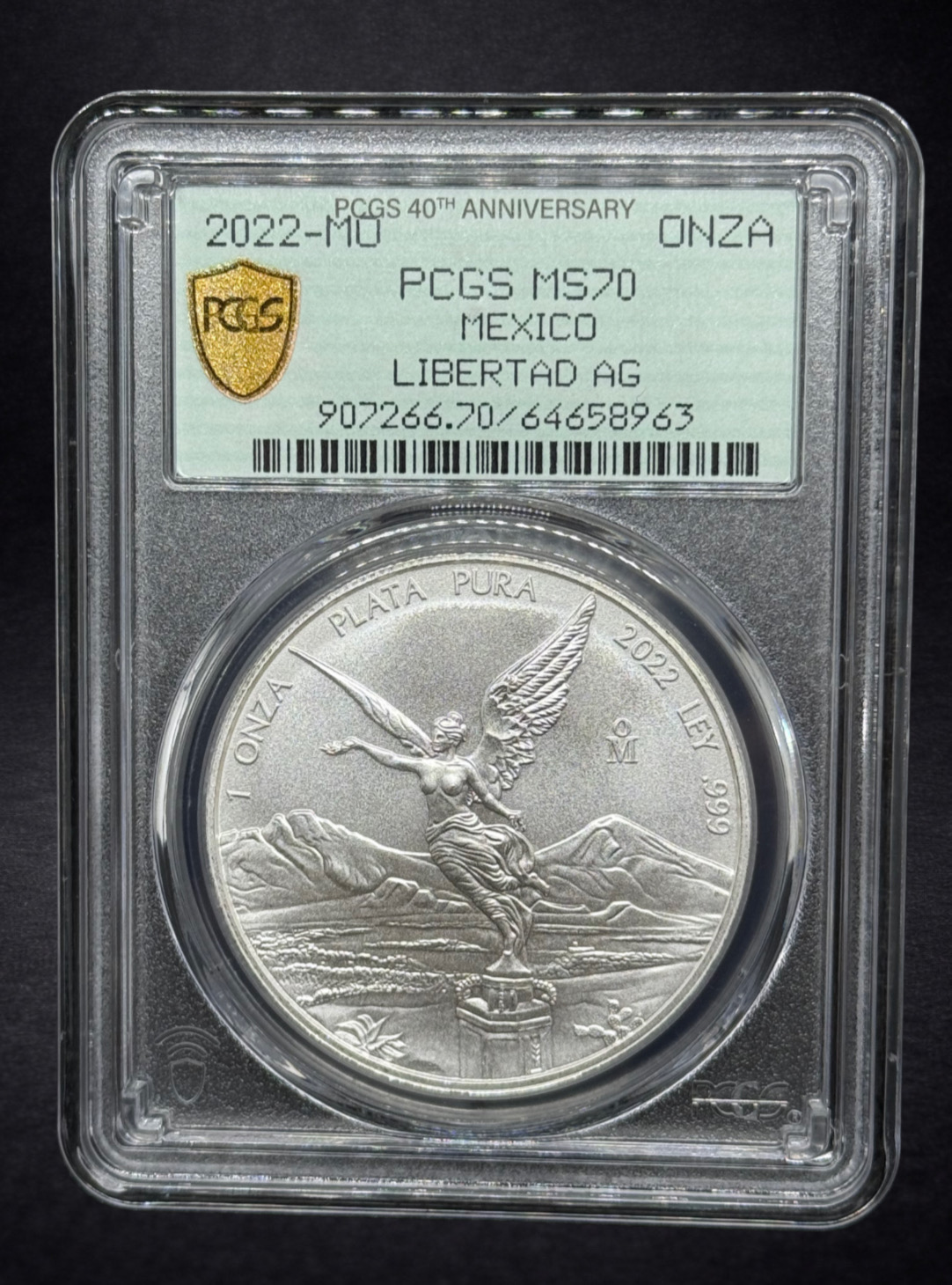 2022 Mexican Silver Libertad 1 oz PCGS MS70 – 40th Anniversary Label 