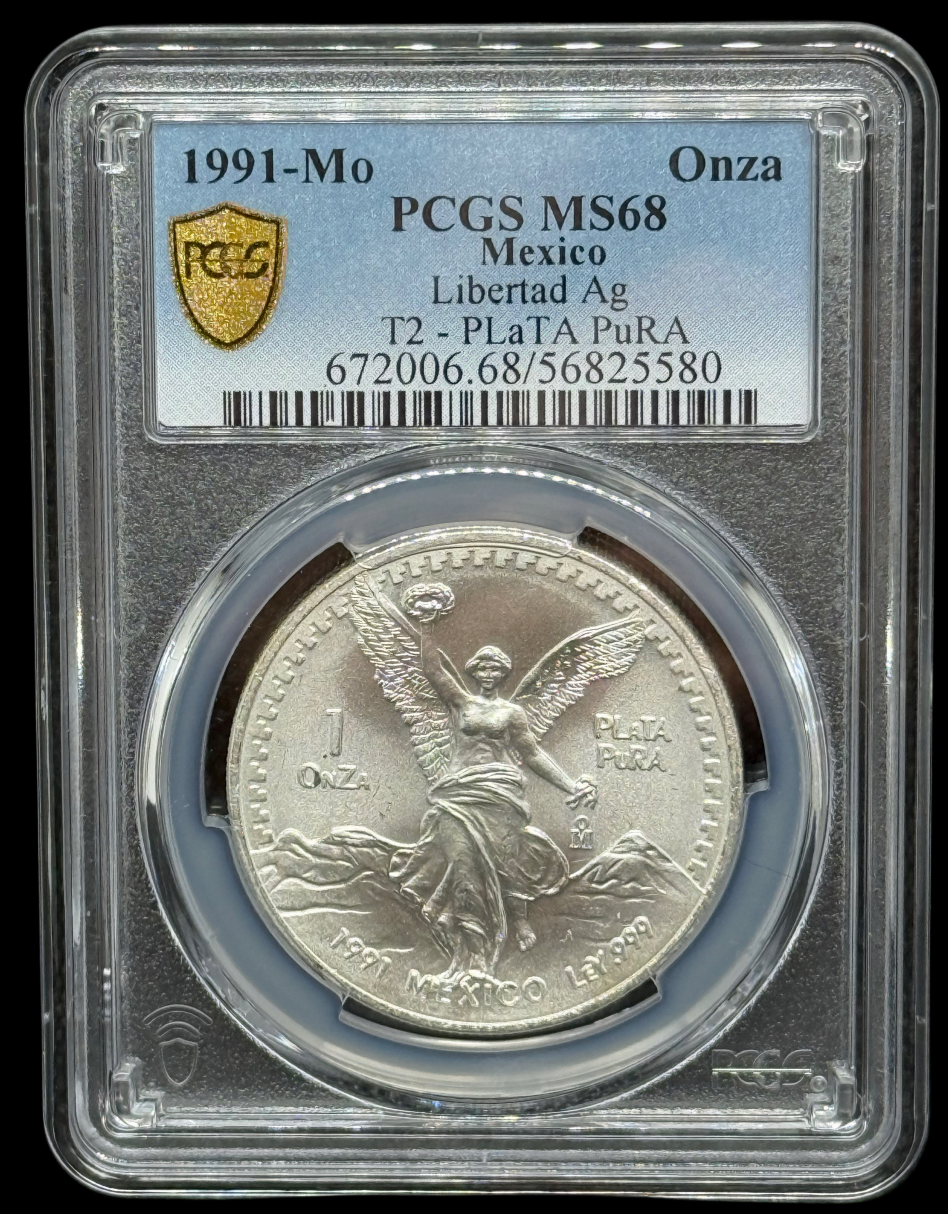 1991-Mo Mexico 1 oz Silver Libertad Type II – PCGS MS68