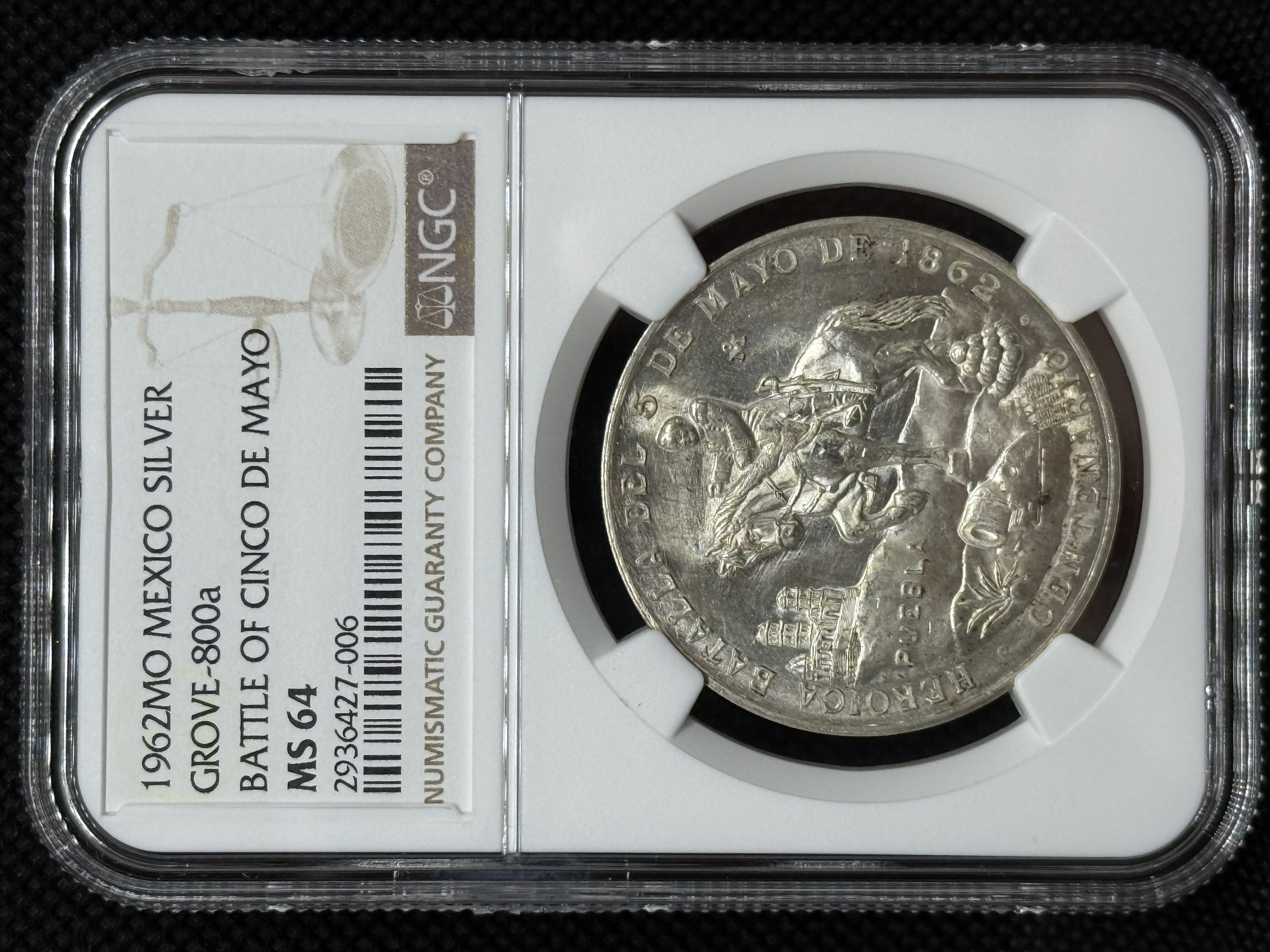 Medalla Conmemorativa – 1962 Mexico Batalla de Cinco de Mayo Puebla MS-64 NGC