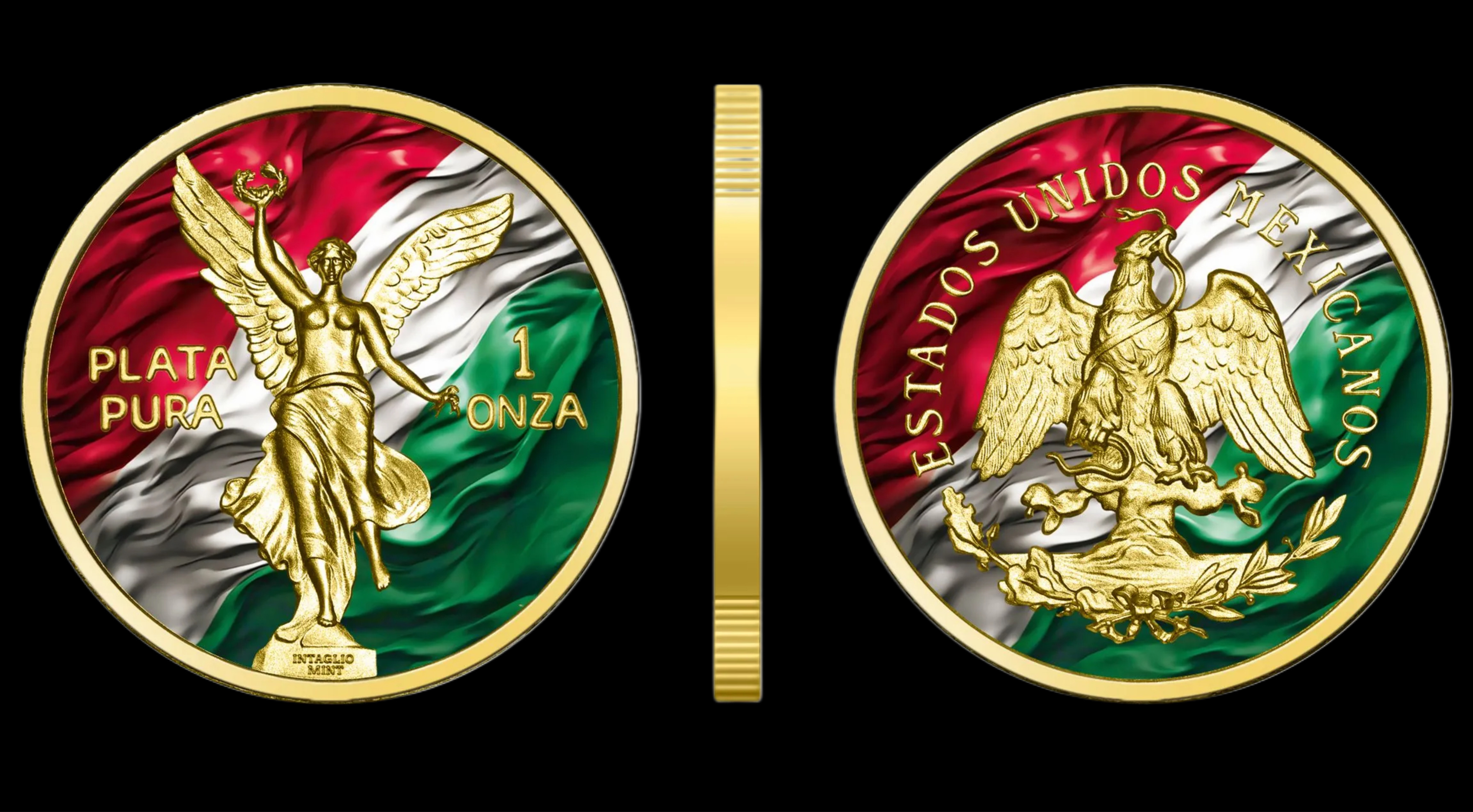 🇲🇽 Onza Libertad Colorizada Borde Dorado – Edición Especial Bandera de México