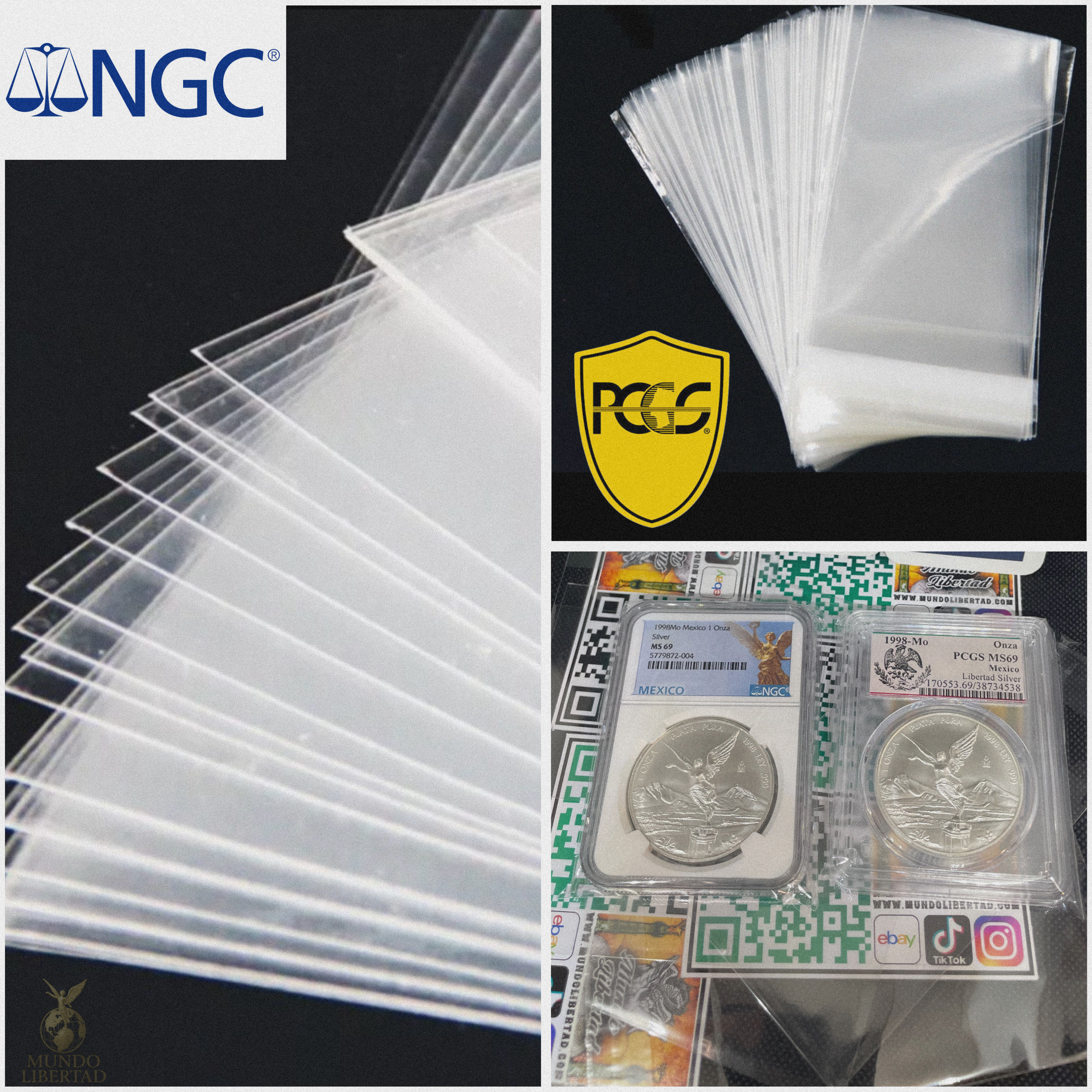 Bolsitas Protectores para Onzas Certificadas NGC & PCGS (100 pzs)