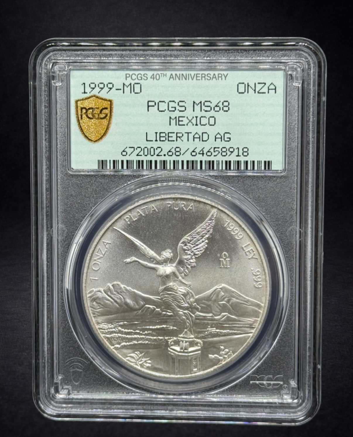1999 Mexican Silver Libertad 1 oz PCGS MS68 – 40th Anniversary Label (Key Date)