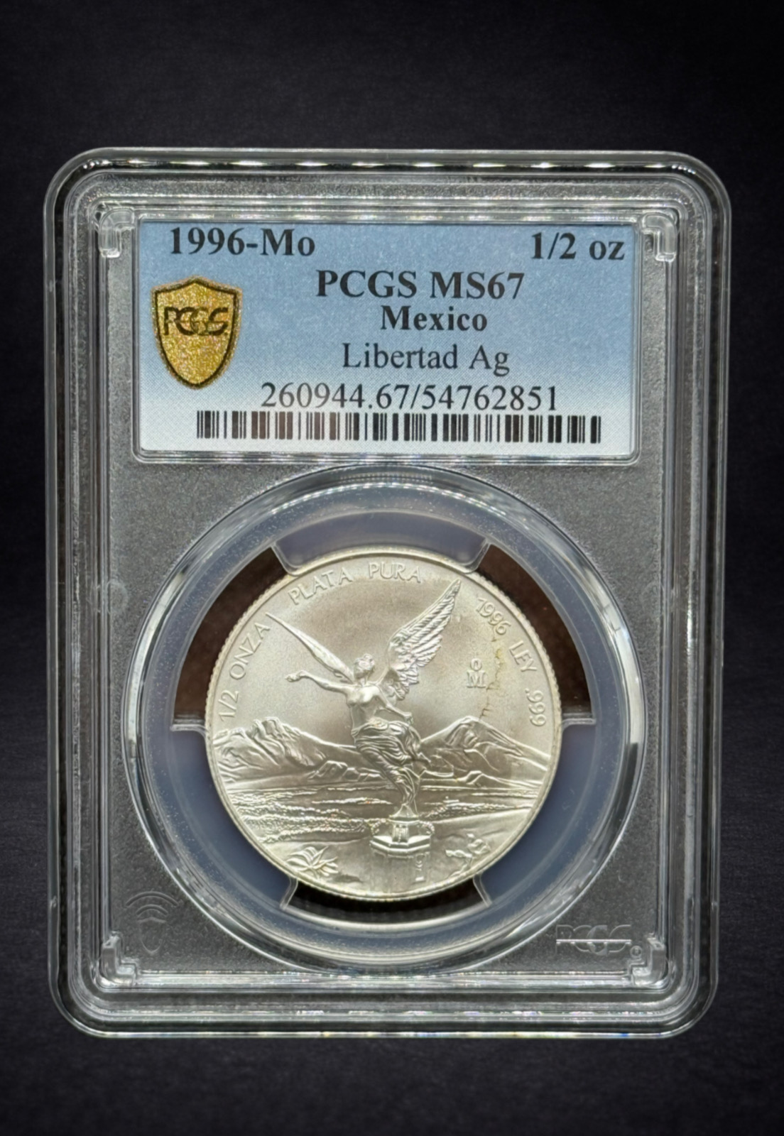 1996 Mexico 1/2 oz Silver Libertad PCGS MS-67