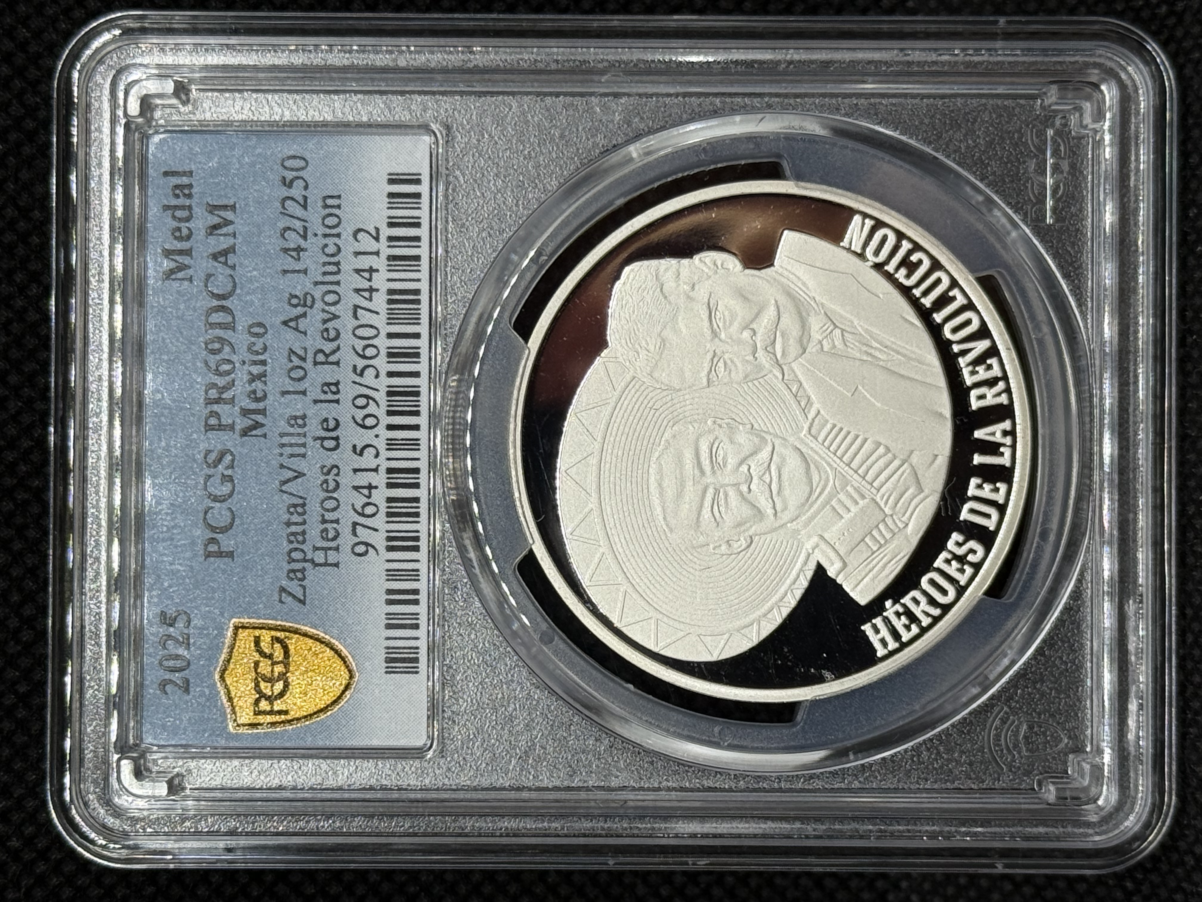 Héroes de la Revolución Zapata / Villa 1 oz Plata 2025  PF-69 PCGS