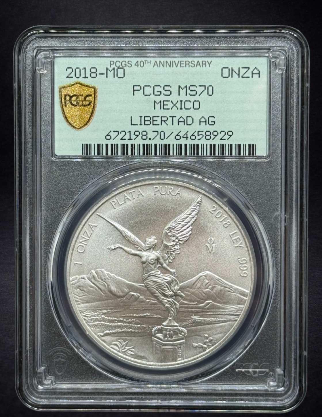 2018 Mexican Silver Libertad 1 oz MS70 PCGS – 40th Anniversary Label
