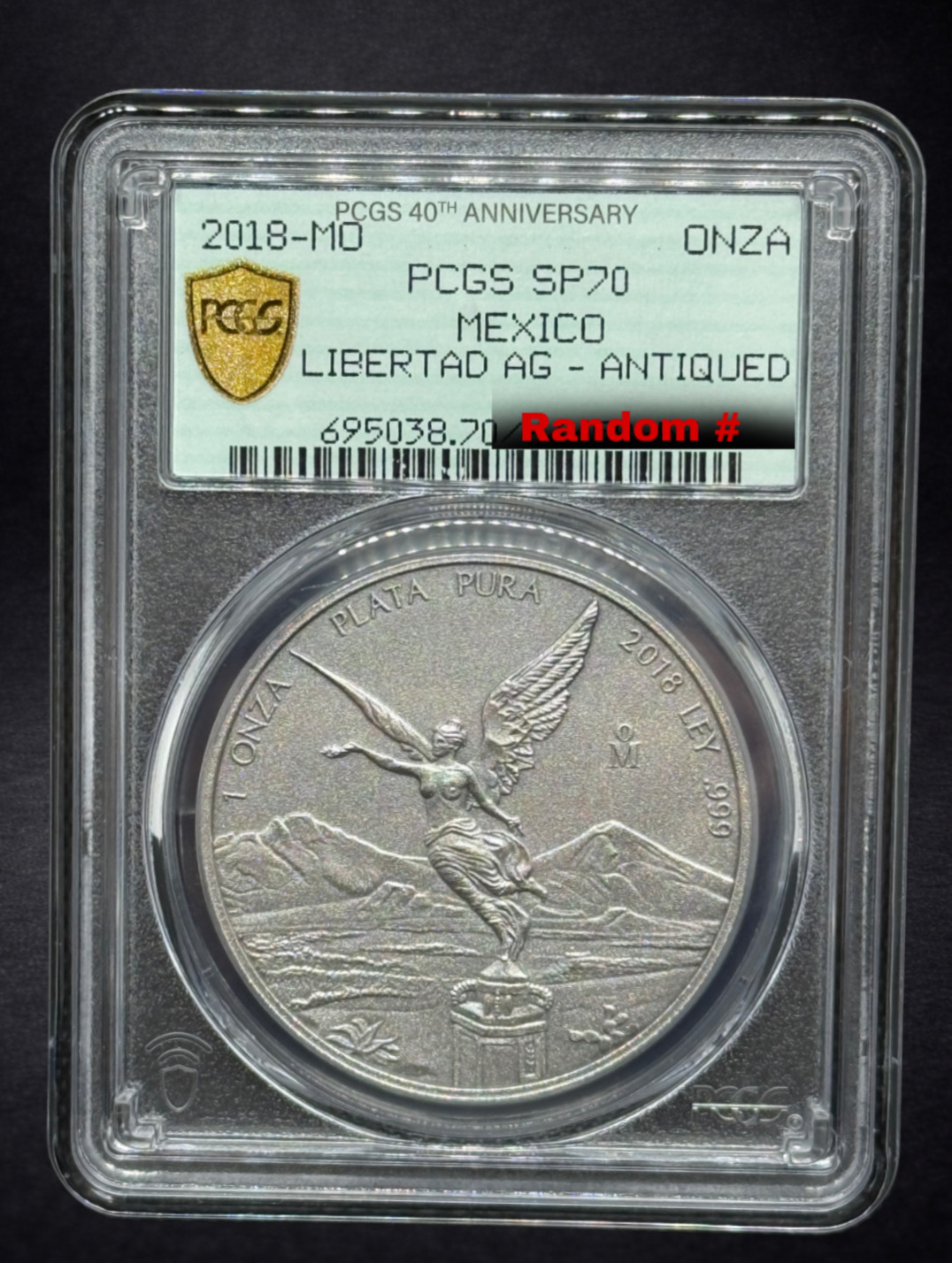 2018 Mexican Silver Libertad 1 oz Antique Finish SP70 PCGS – 40th Anniversary Label