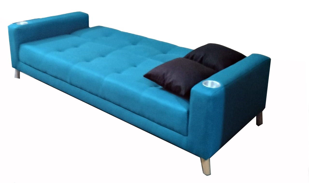 Sofá Cama Individual Modelo Rosetta con portavasos