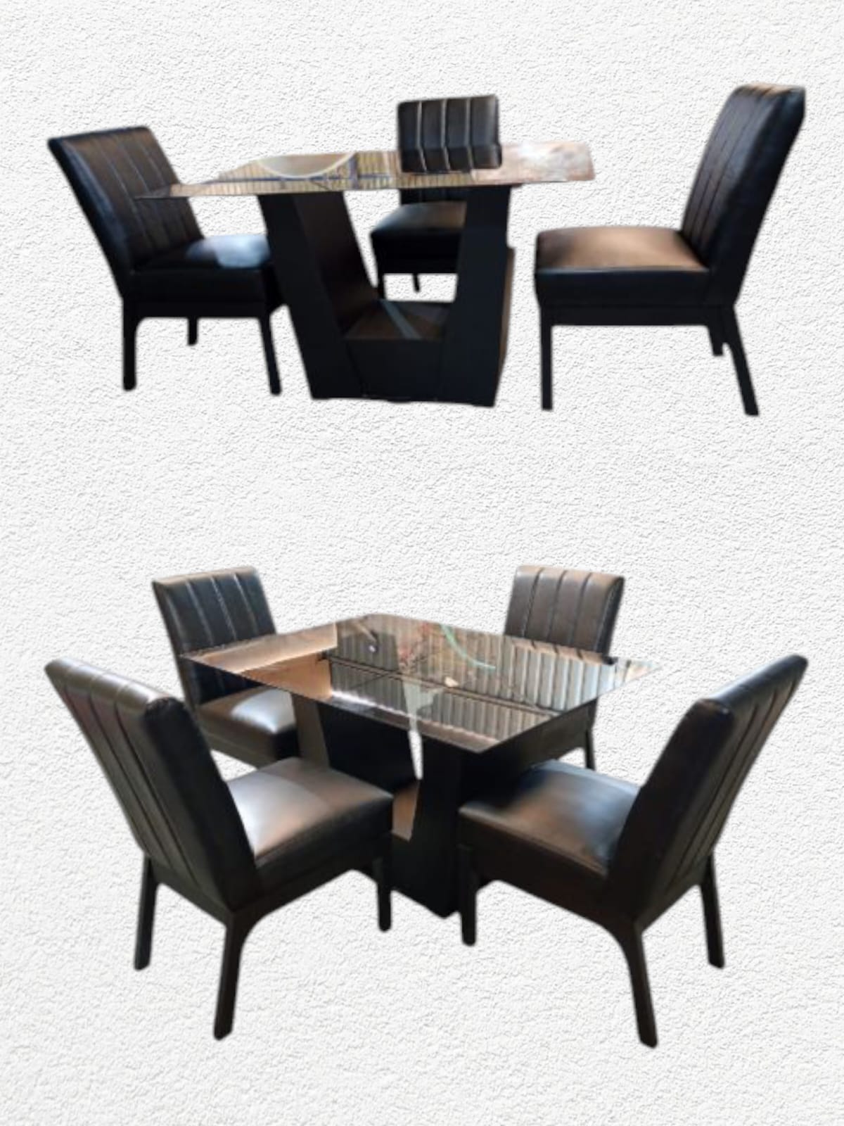 Comedor de 4 sillas con Pedestal V en Negro