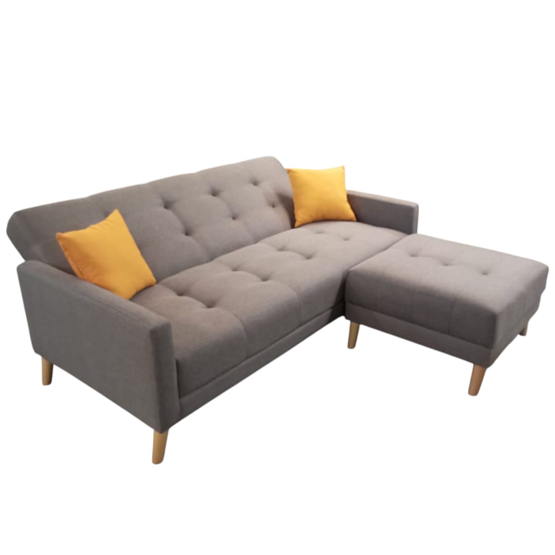 Sofá Cama Matrimonial Kerlly con brazos y taburete