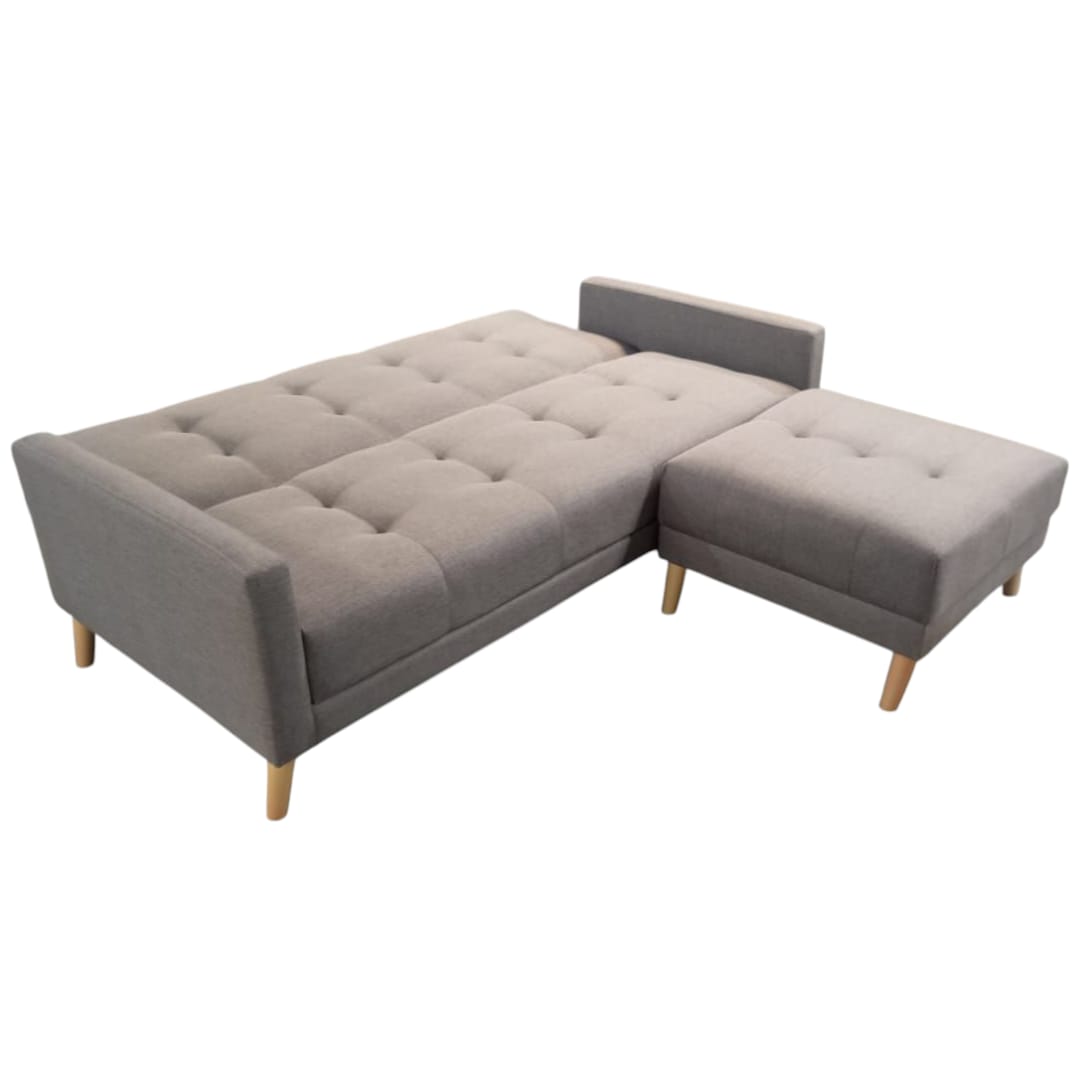Sofá Cama Matrimonial Kerlly con brazos y taburete