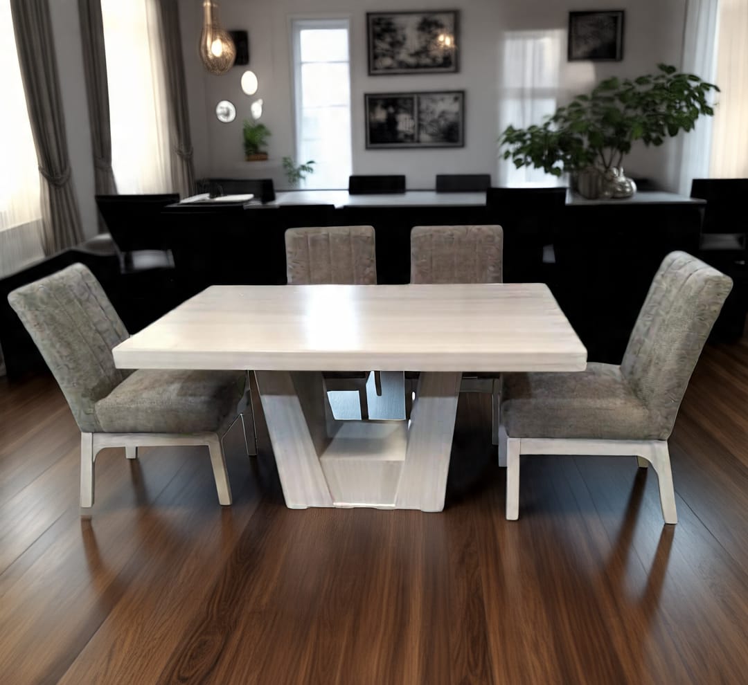 Comedor de 6 sillas con Pedestal V en Gris