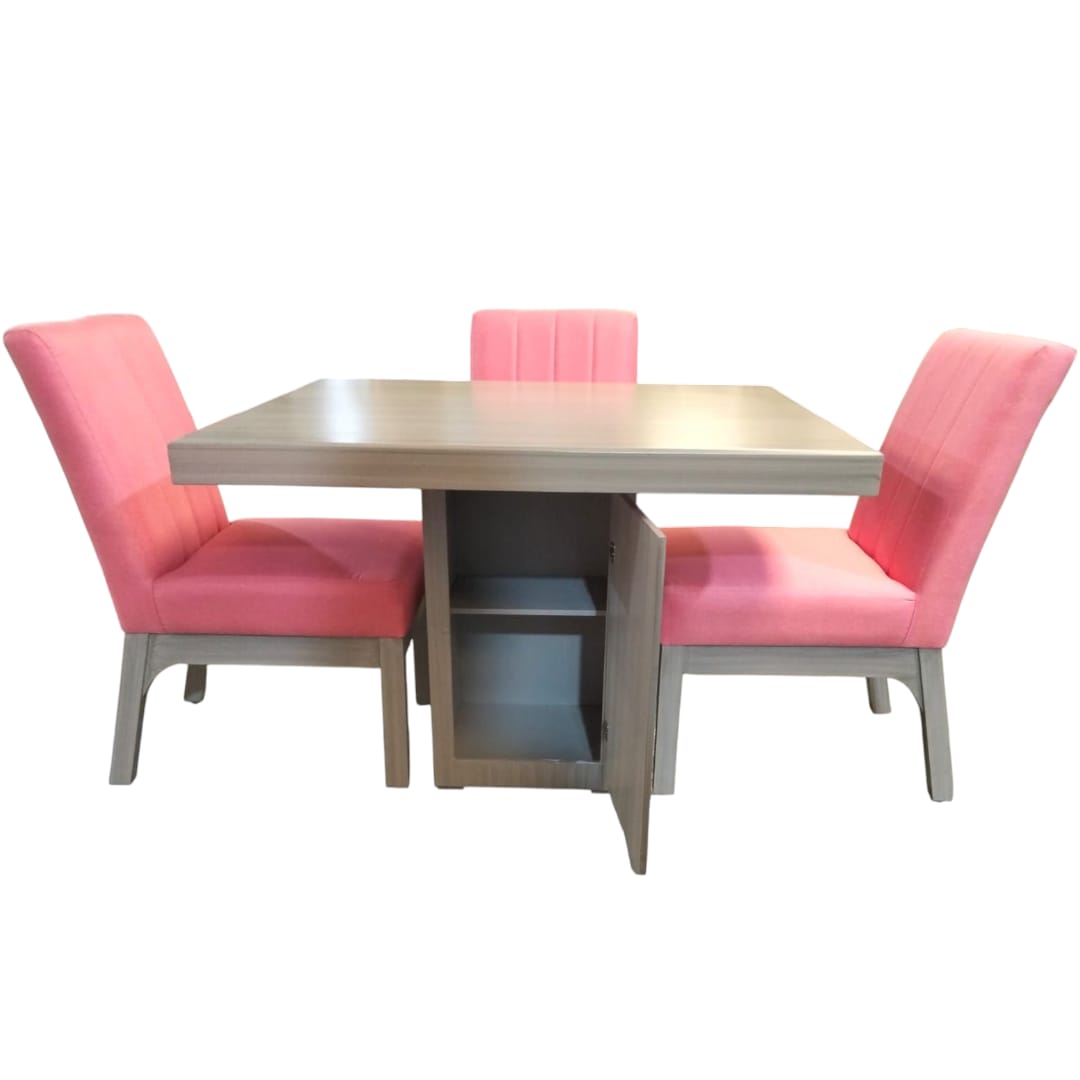 Comedor de 4 sillas Gris con rosa