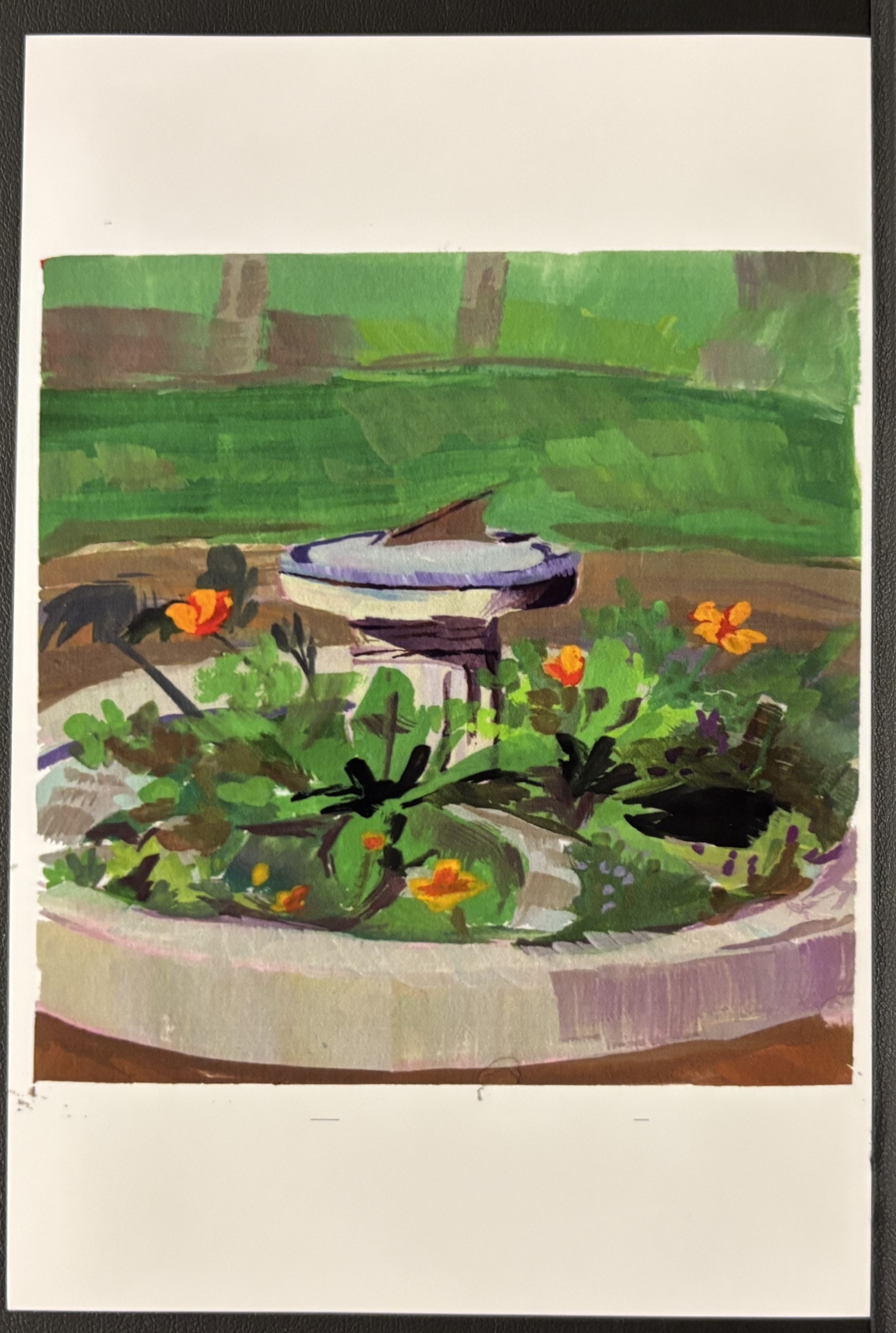 Hand-Painted Garden Scene -Print