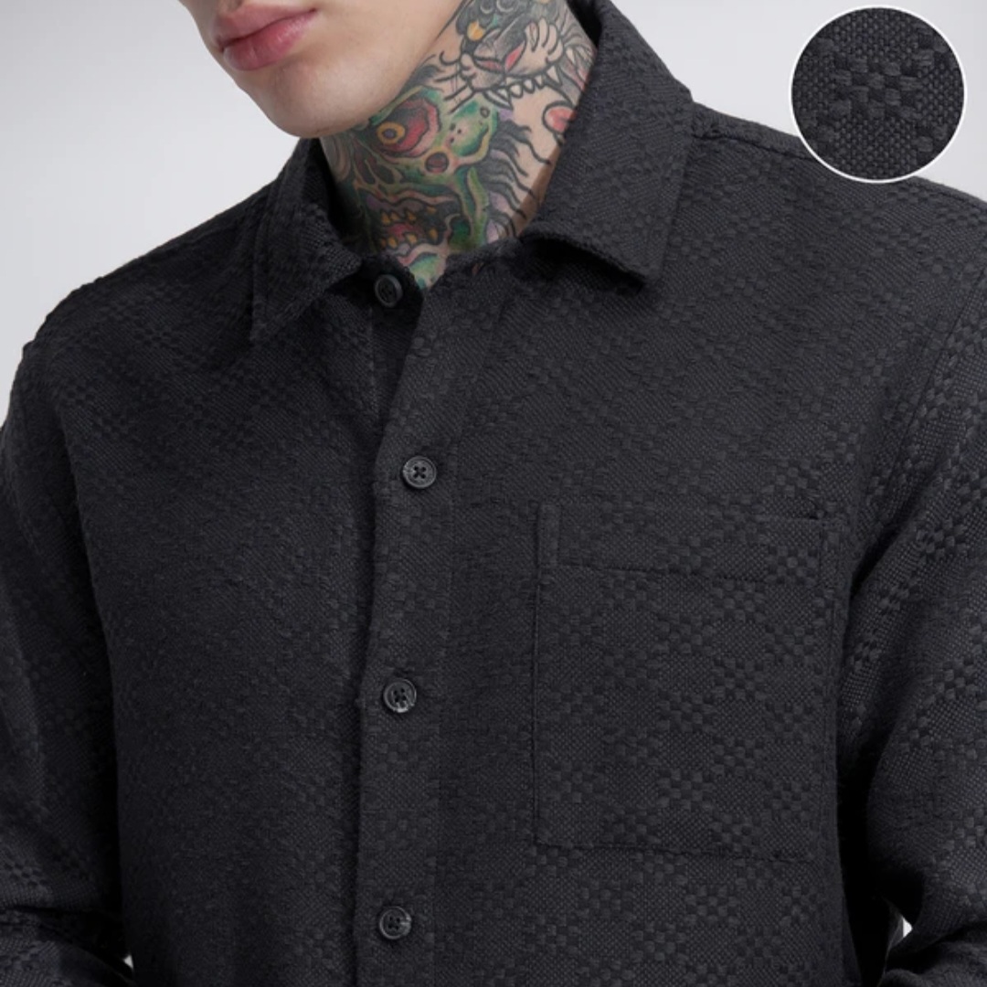 Men's Black Casual Shirt Winter.