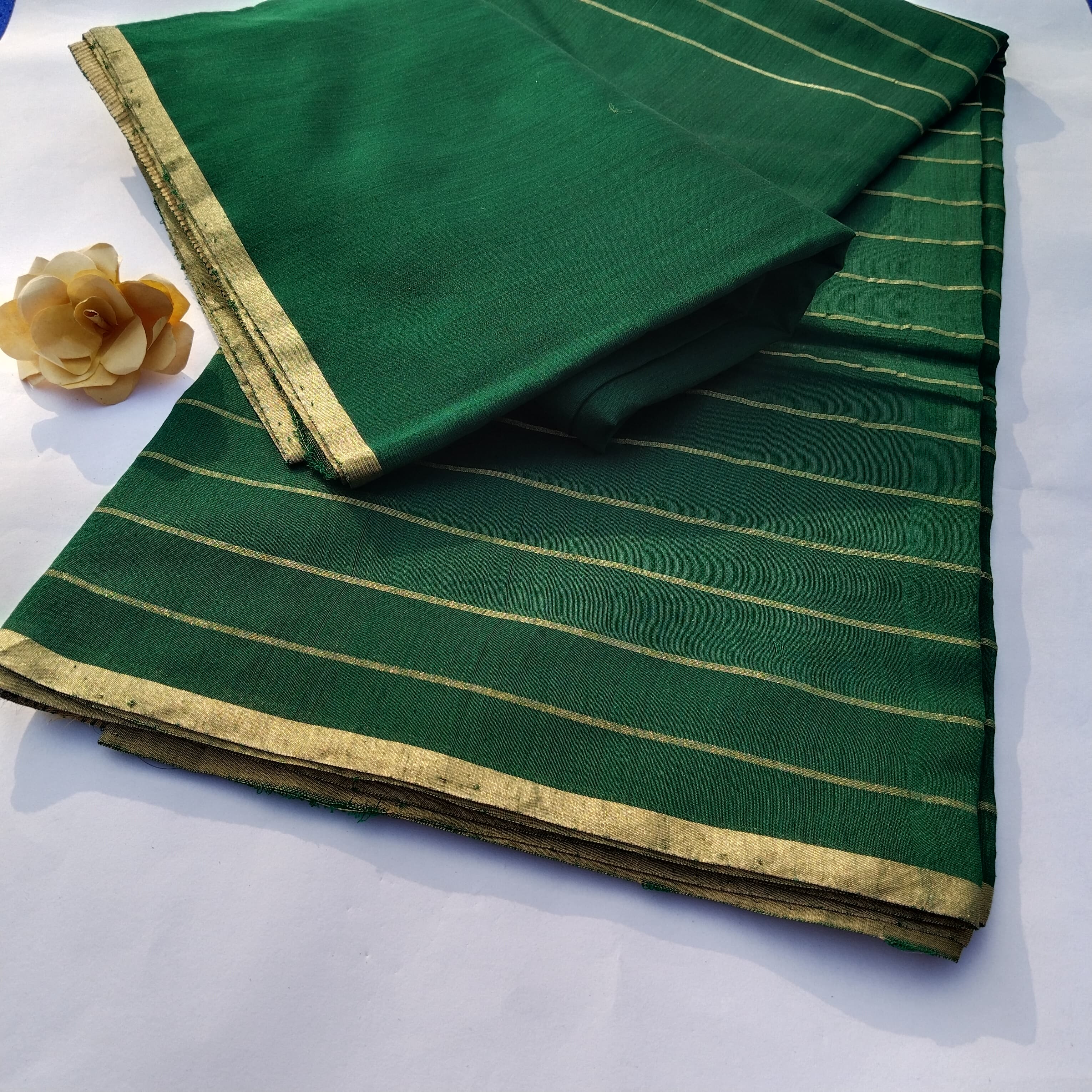Handloom Chanderi Silk Saree ( Green )