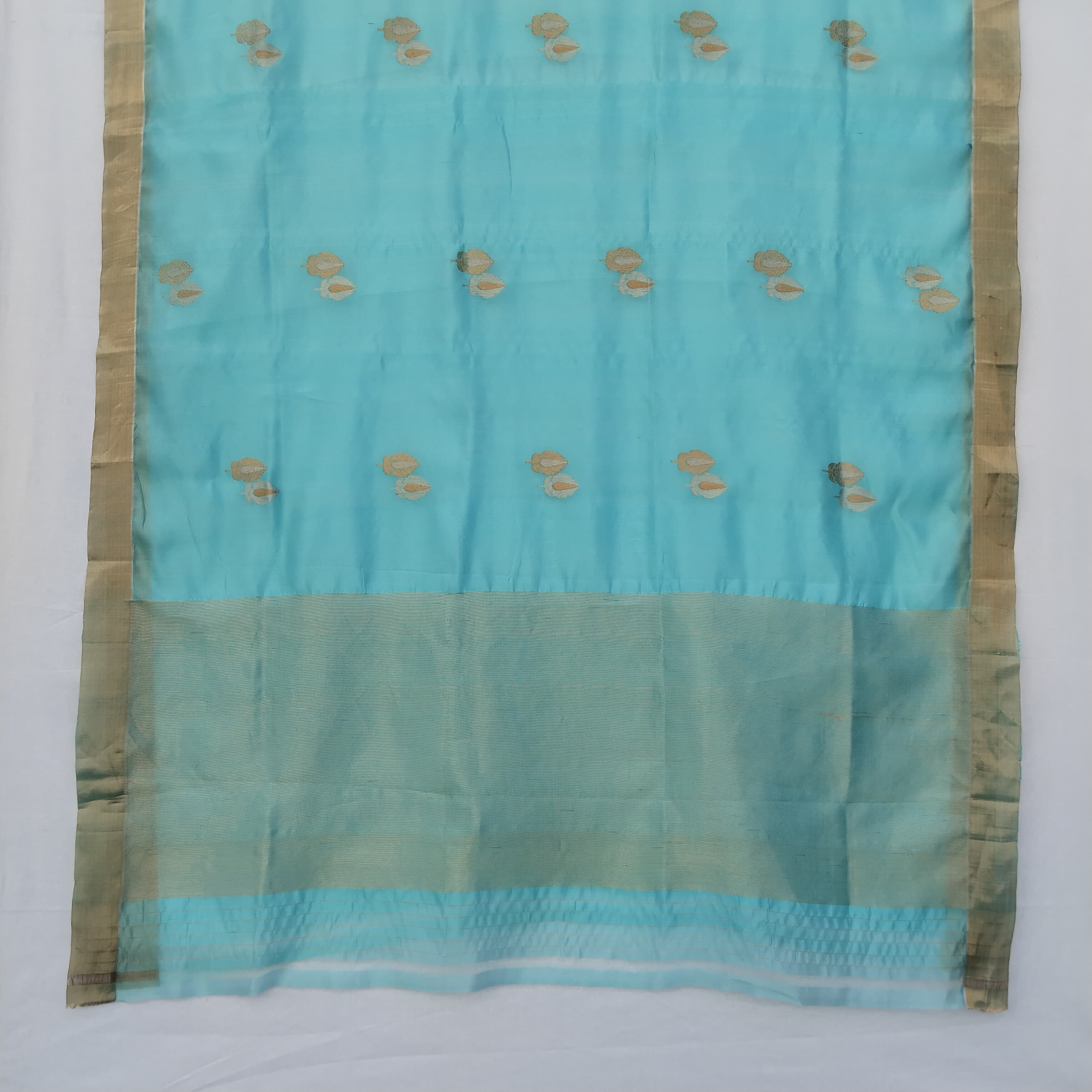 Handloom Chanderi Silk Saree ( sky Blue )