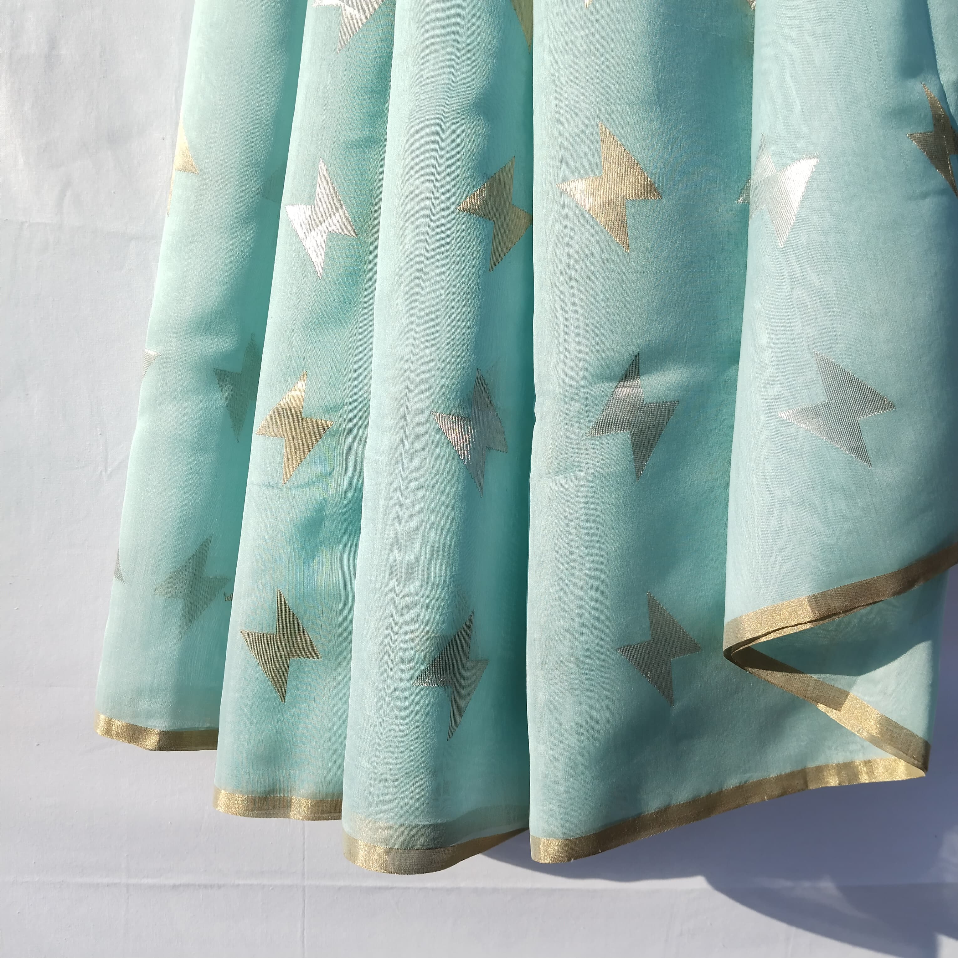 Handloom Chanderi Silk Saree ( Light blue )