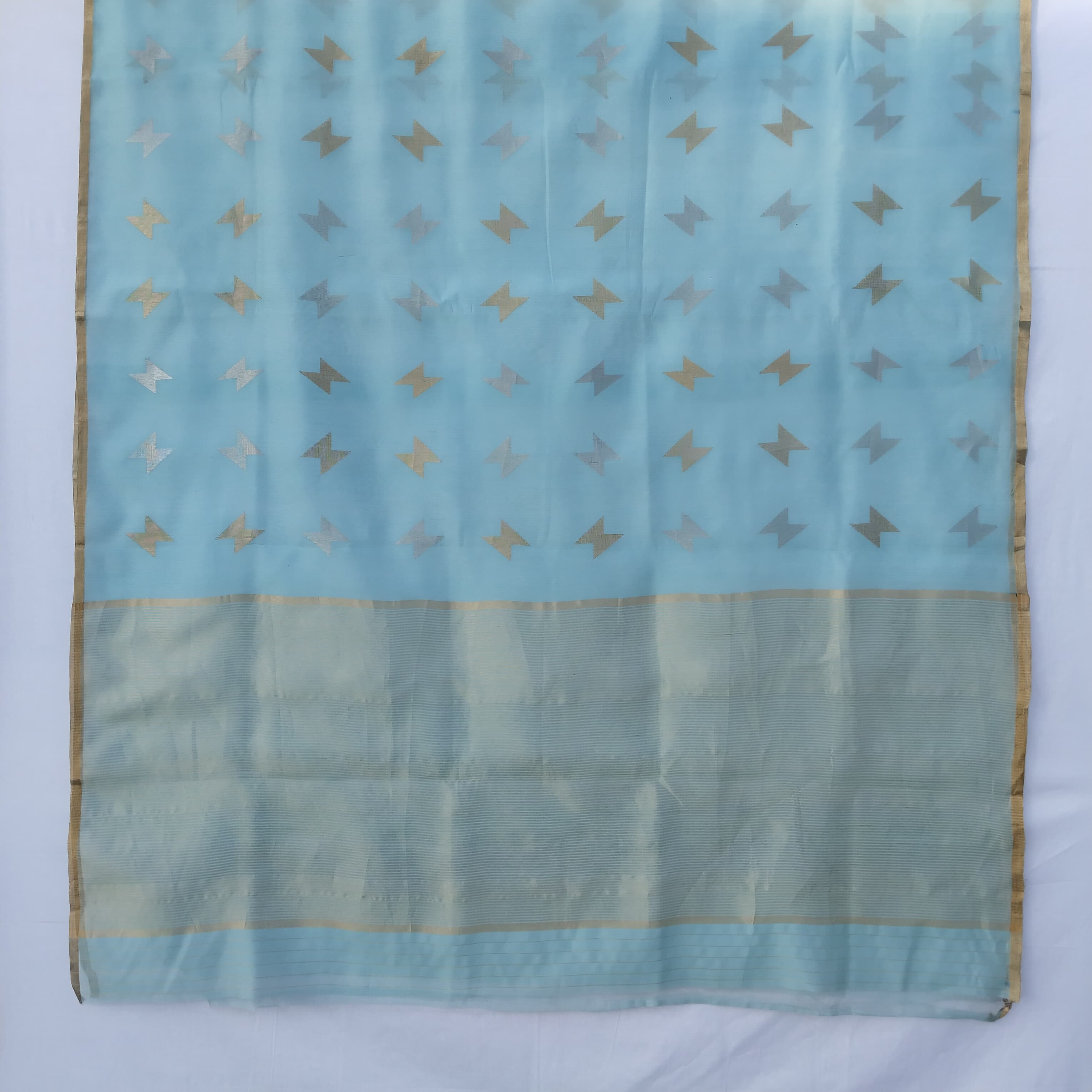 Handloom Chanderi Silk Saree ( Light blue )