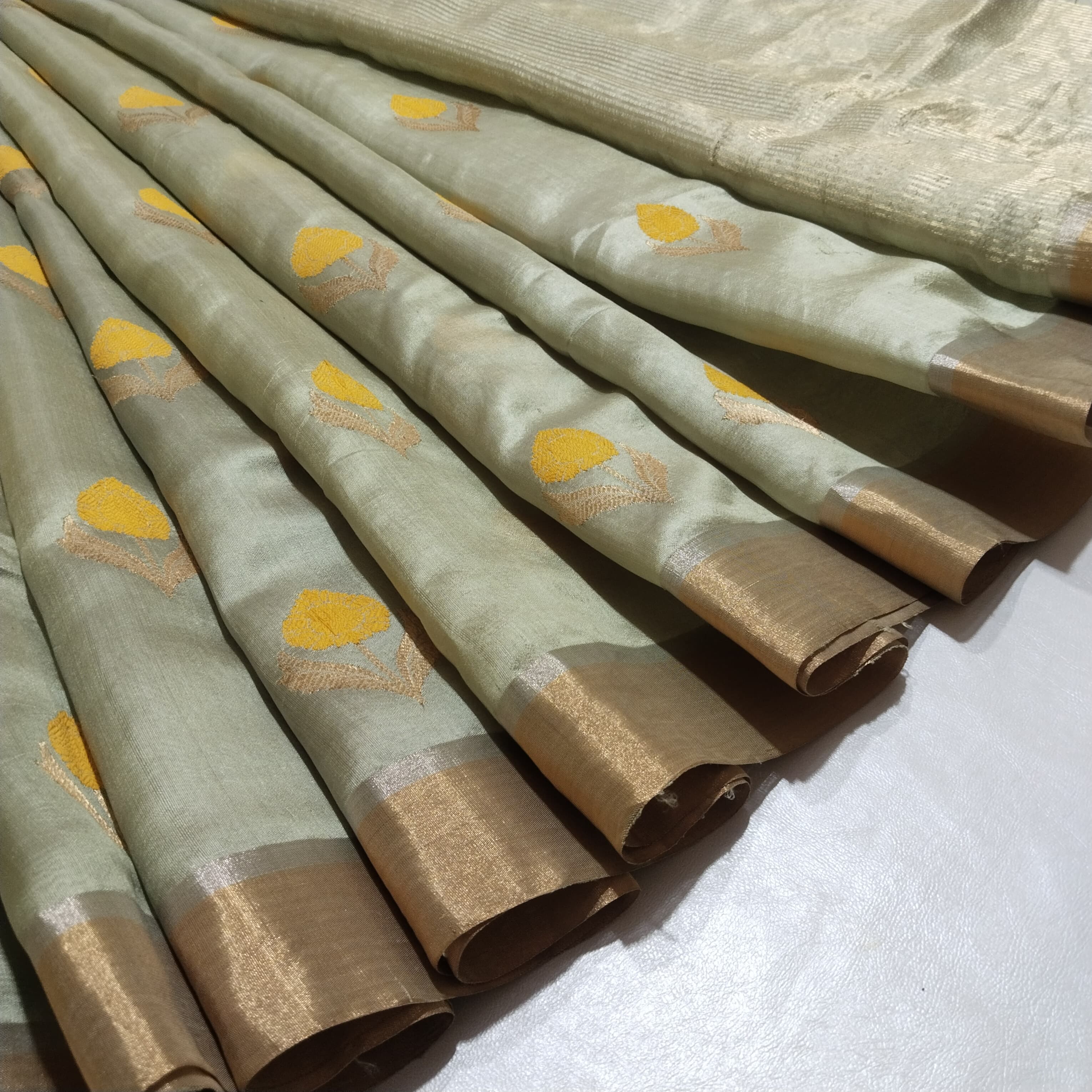 chanderi silk flower design 