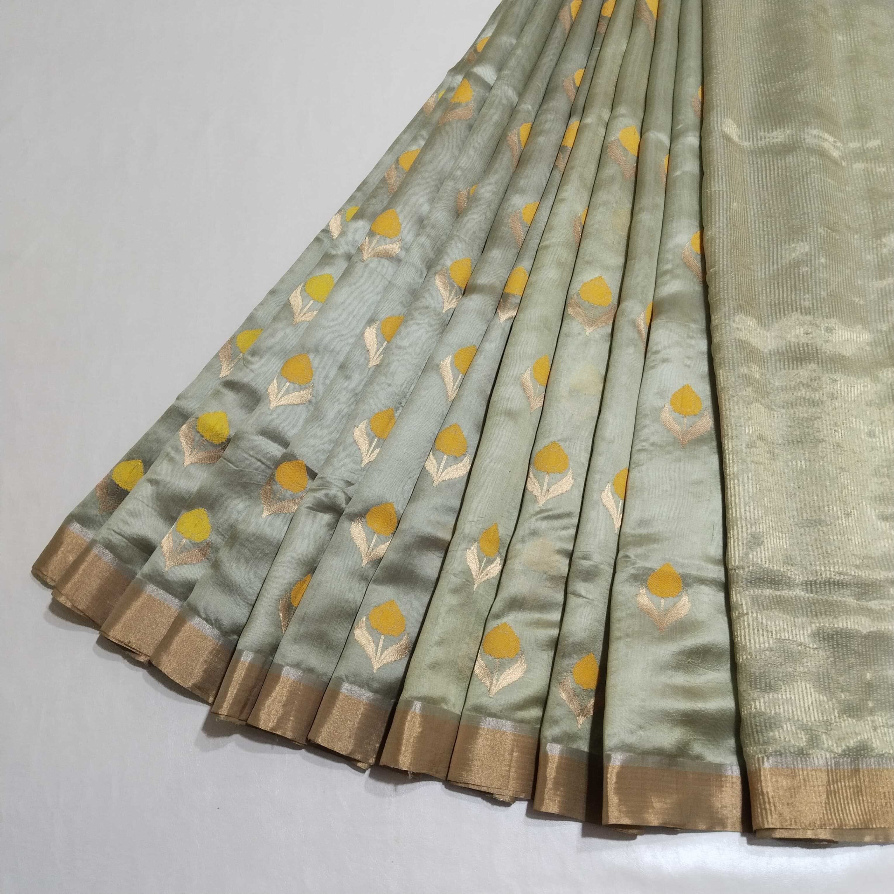 chanderi silk flower design 